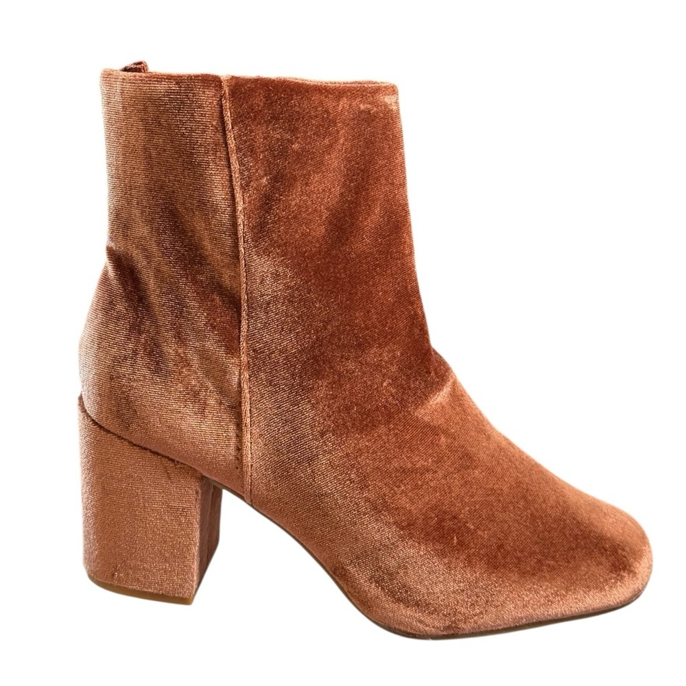 Old Navy Velvety Block-Ankle Boots Bronze Velvet Size 6 - Picture 3 of 8